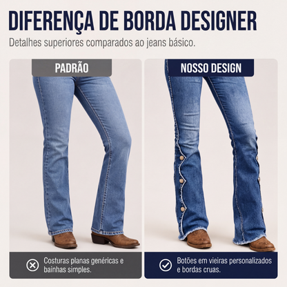 Calças jeans flare desgastadas de cintura alta para mulheres