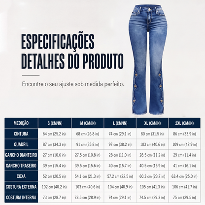 Calças jeans flare desgastadas de cintura alta para mulheres