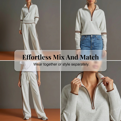 ✨👗Conjunto de fato de treino com meio fecho para mulher