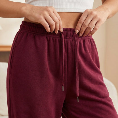 ✨Calças de treino casuais de corte largo para mulher, com cordão