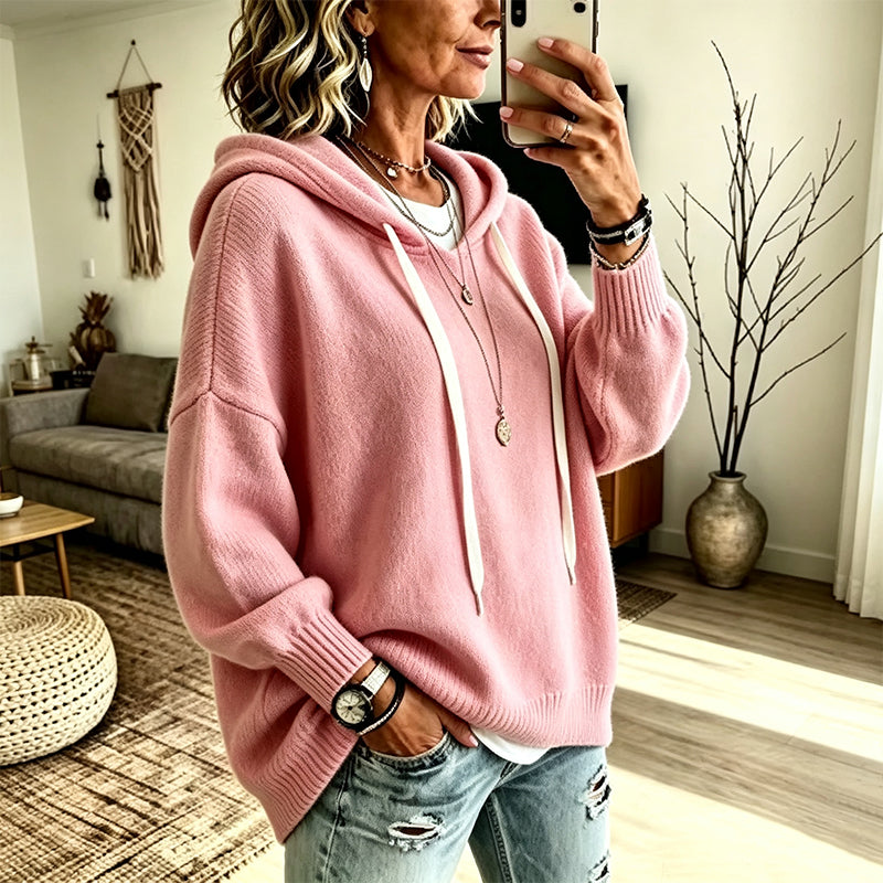 ✨👚Camisola de malha com capuz casual para mulher