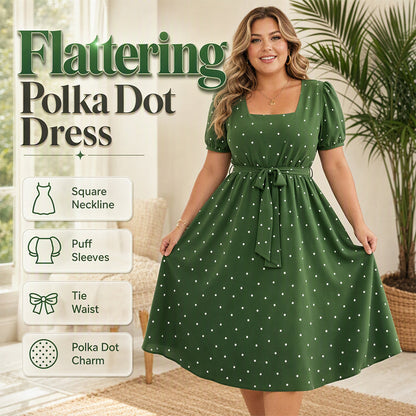 ✨👗Vestido de bolinhas para mulher de tamanho grande 