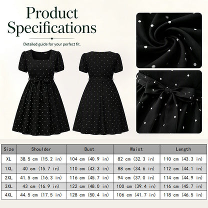 ✨👗Vestido de bolinhas para mulher de tamanho grande 