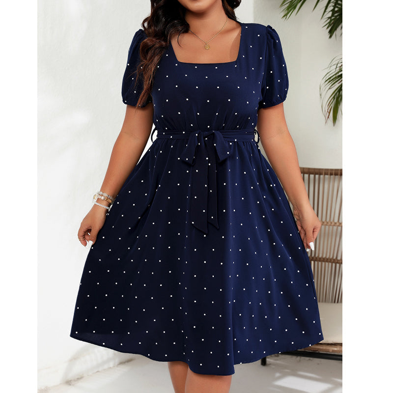 ✨👗Vestido de bolinhas para mulher de tamanho grande 