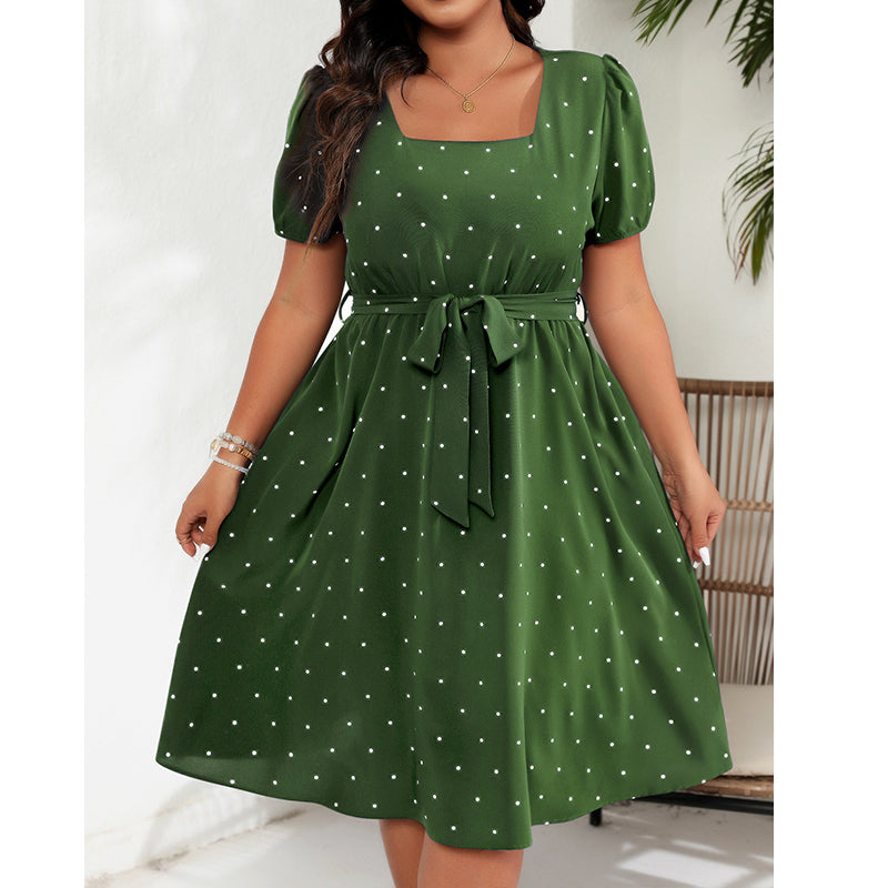✨👗Vestido de bolinhas para mulher de tamanho grande 