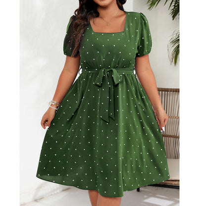 ✨👗Vestido de bolinhas para mulher de tamanho grande 