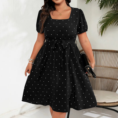 ✨👗Vestido de bolinhas para mulher de tamanho grande 