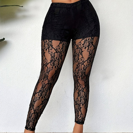 ✨Calças femininas sensuais em malha de renda transparente