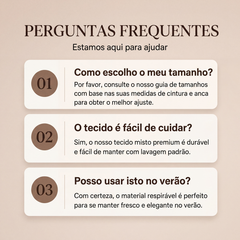 Calças sociais femininas de cintura alta e perna larga