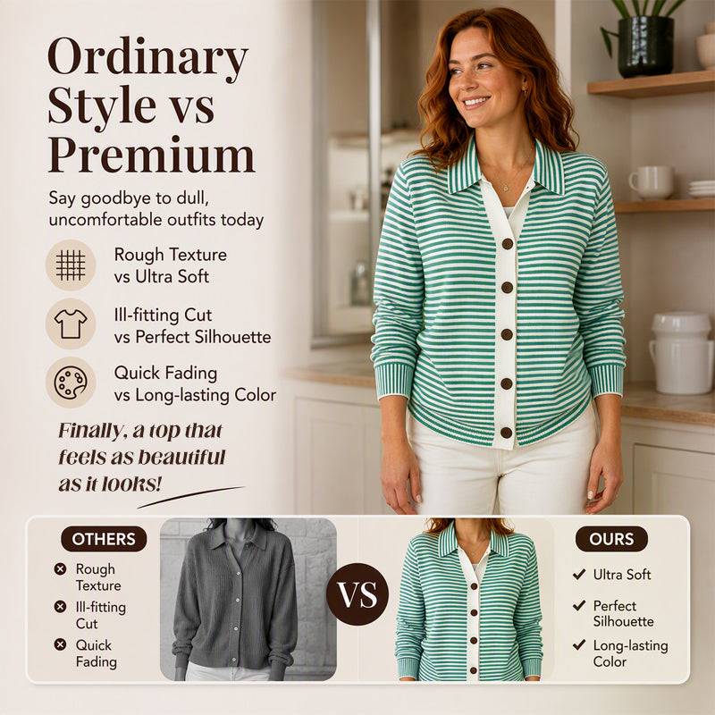 Women's Striped Knit Cardigan