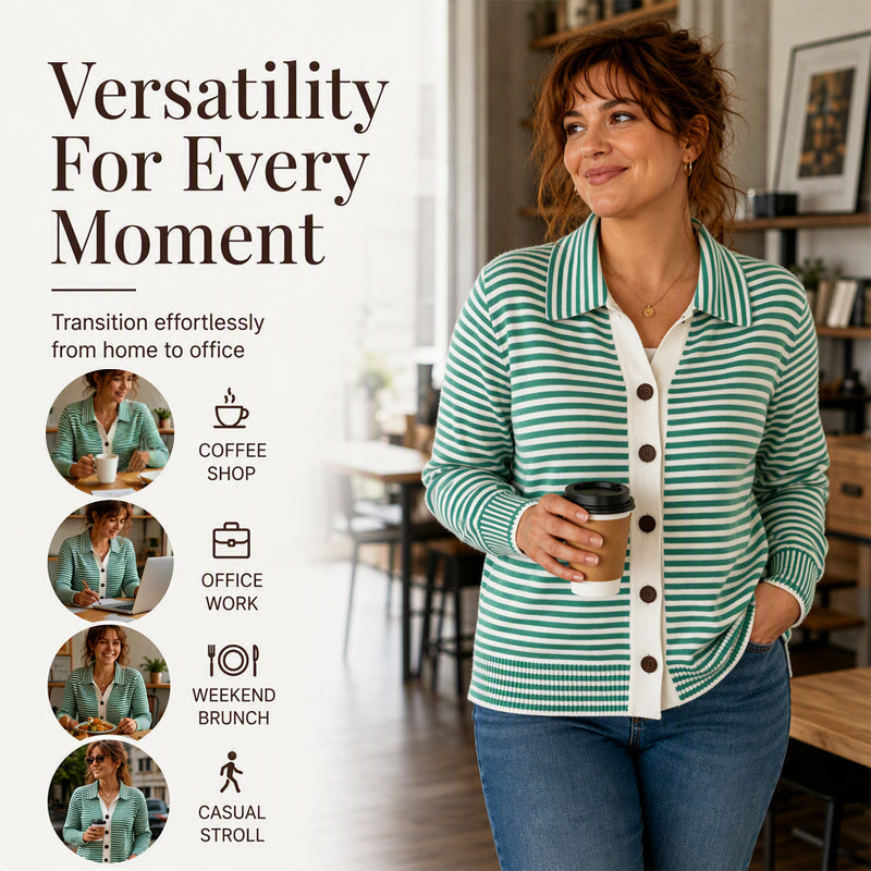 Women's Striped Knit Cardigan