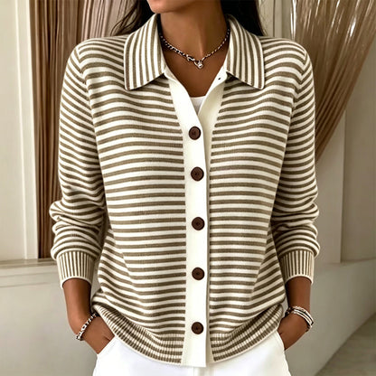 Women's Striped Knit Cardigan