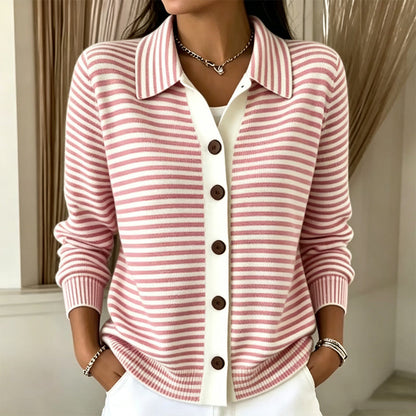 Women's Striped Knit Cardigan