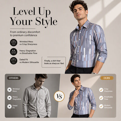 Men's Retro Geometric Print Shirt