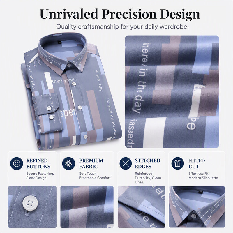 Men's Retro Geometric Print Shirt