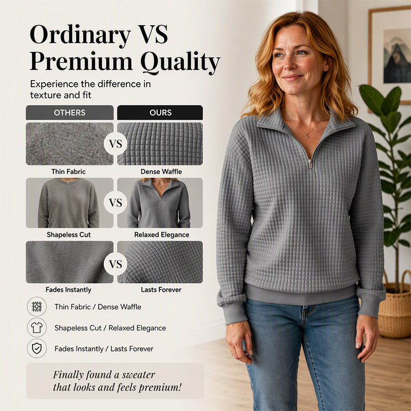 ✨👚Camisola feminina acolchoada com padrão quadriculado e fecho de correr parcial