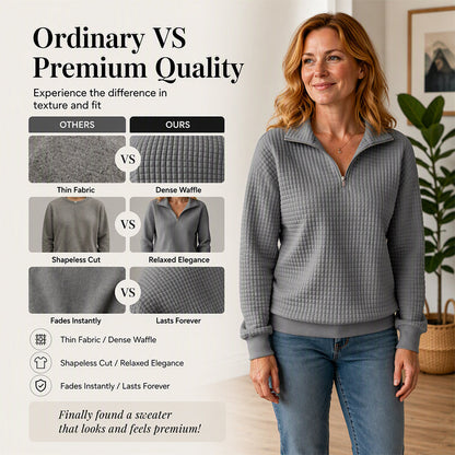 ✨👚Camisola feminina acolchoada com padrão quadriculado e fecho de correr parcial