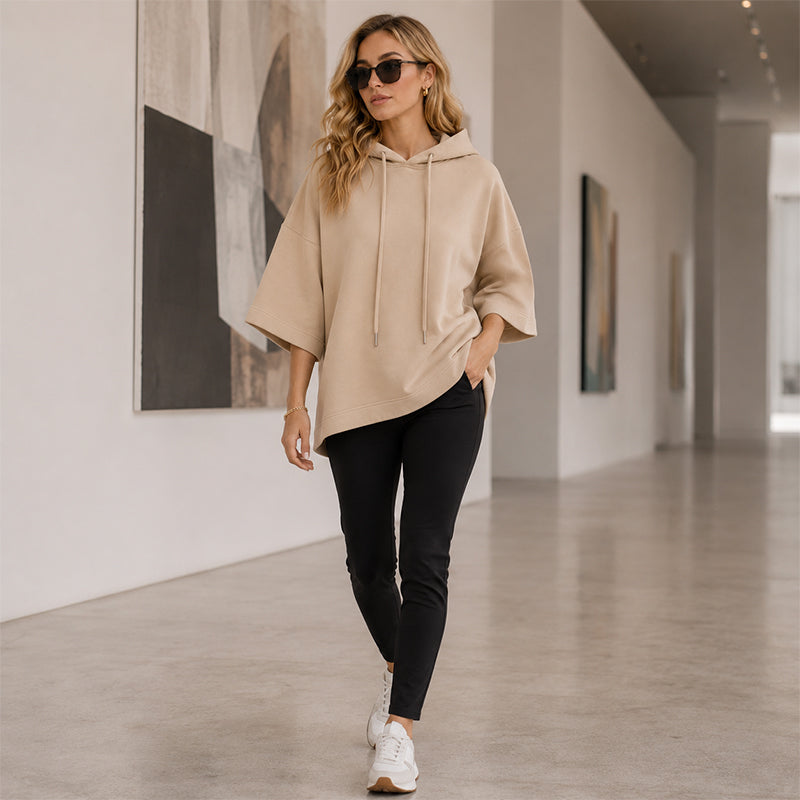 Women's Loose Fit Wide Sleeve Hoodie Casual Sweatshirt