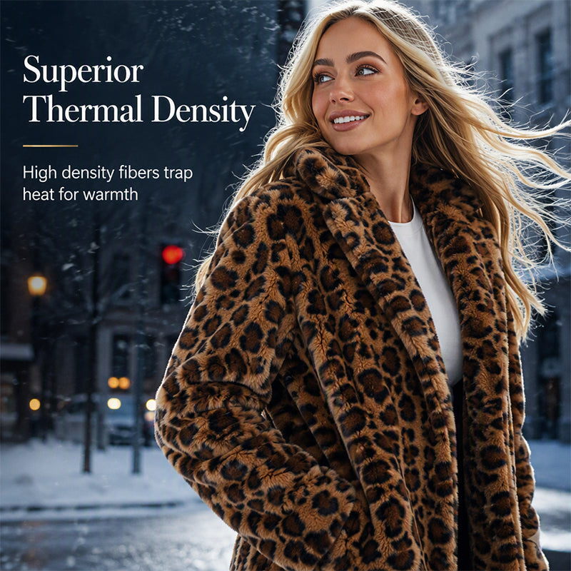 ✨👚Casaco elegante de pele sintética com padrão de leopardo para mulher