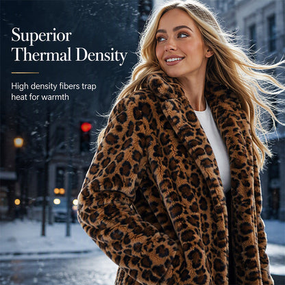 ✨👚Casaco elegante de pele sintética com padrão de leopardo para mulher