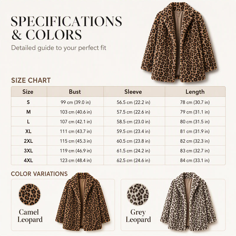 ✨👚Casaco elegante de pele sintética com padrão de leopardo para mulher