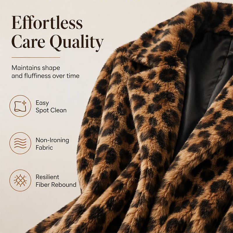 ✨👚Casaco elegante de pele sintética com padrão de leopardo para mulher