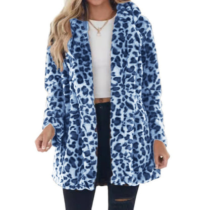 ✨👚Casaco elegante de pele sintética com padrão de leopardo para mulher