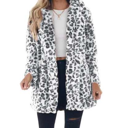 ✨👚Casaco elegante de pele sintética com padrão de leopardo para mulher