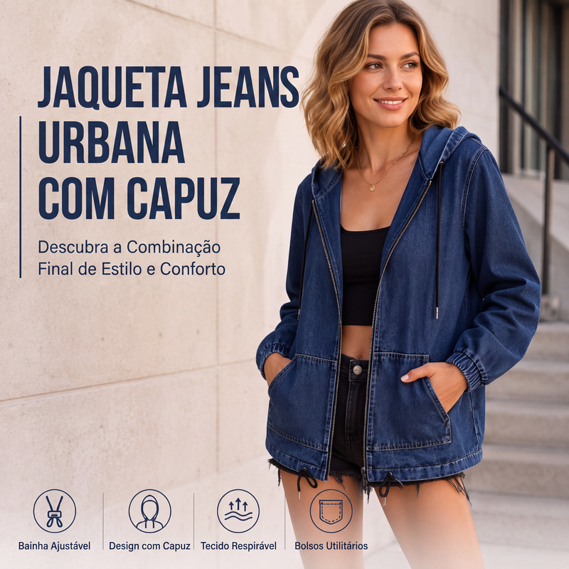 ✨Jaqueta casual feminina com capuz e zíper