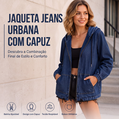 ✨Jaqueta casual feminina com capuz e zíper