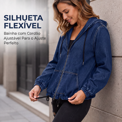 ✨Jaqueta casual feminina com capuz e zíper
