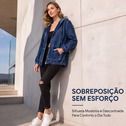 ✨Jaqueta casual feminina com capuz e zíper