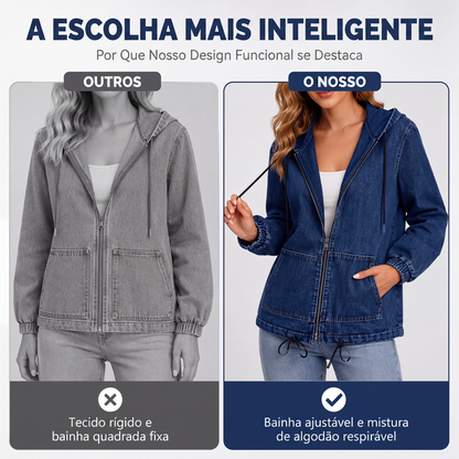 ✨Jaqueta casual feminina com capuz e zíper
