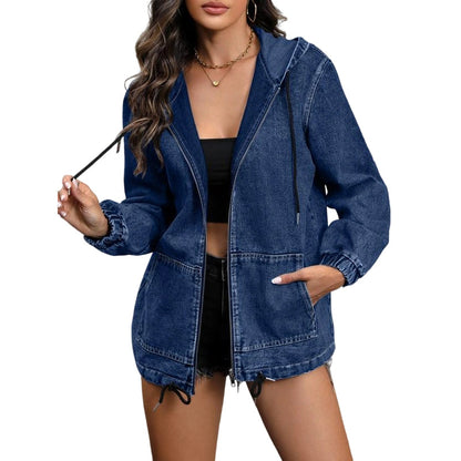 ✨Jaqueta casual feminina com capuz e zíper