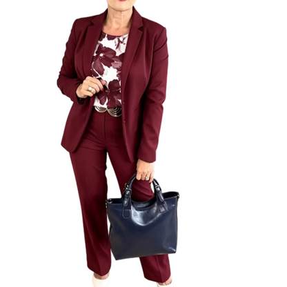 Conjunto feminino de 3 peças: blazer, blusa e calça