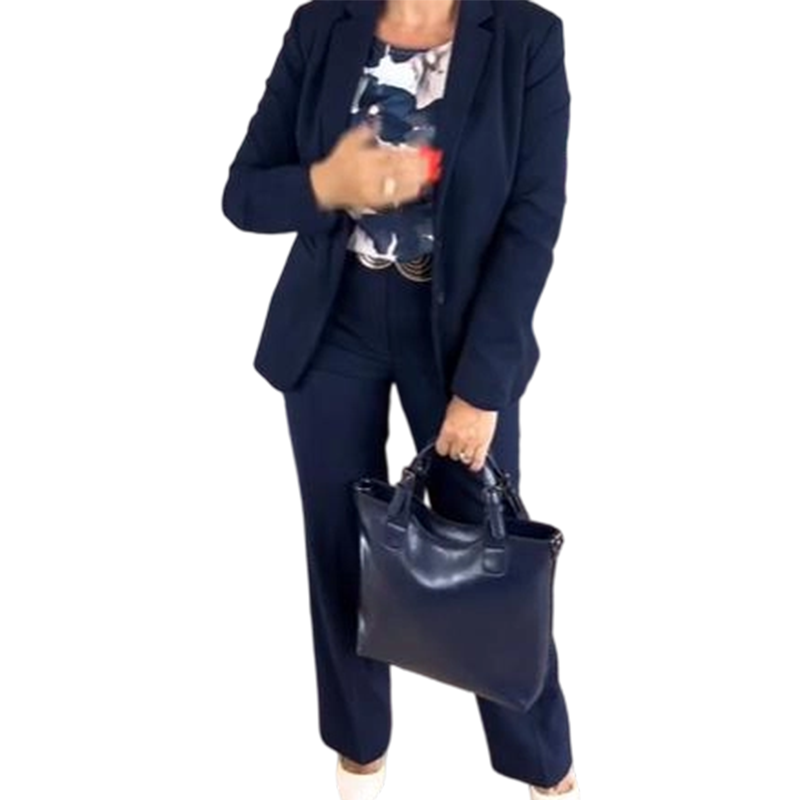 Conjunto feminino de 3 peças: blazer, blusa e calça