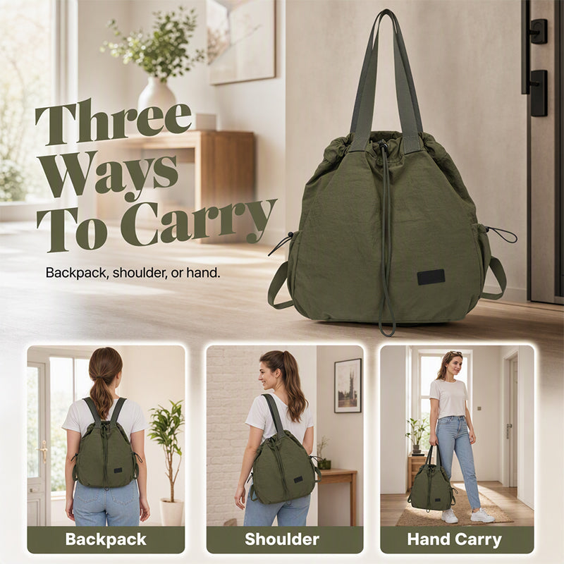 Mochila Tote com Cordão de Grande Capacidade para Mulher
