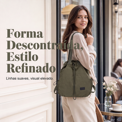 Mochila Tote com Cordão de Grande Capacidade para Mulher