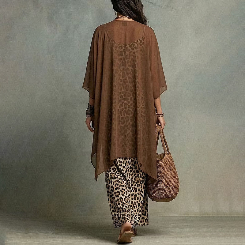✨👗Conjunto de vestido longo fluído elegante e saída de praia para mulher