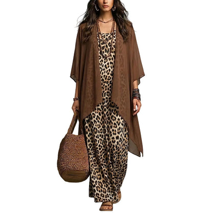 ✨👗Conjunto de vestido longo fluído elegante e saída de praia para mulher