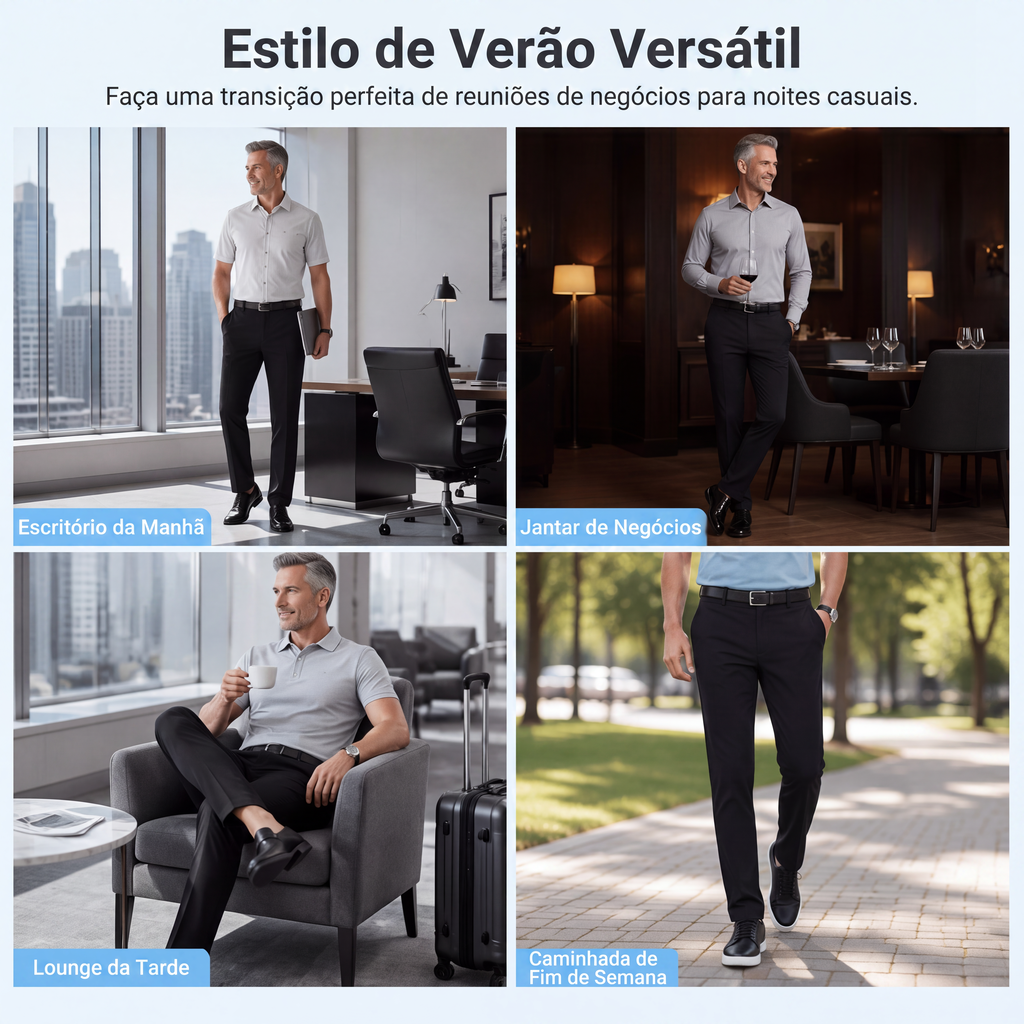Calças casuais de seda gelada para homem