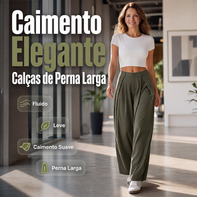 ✨Calças Femininas de Perna Larga Plissadas