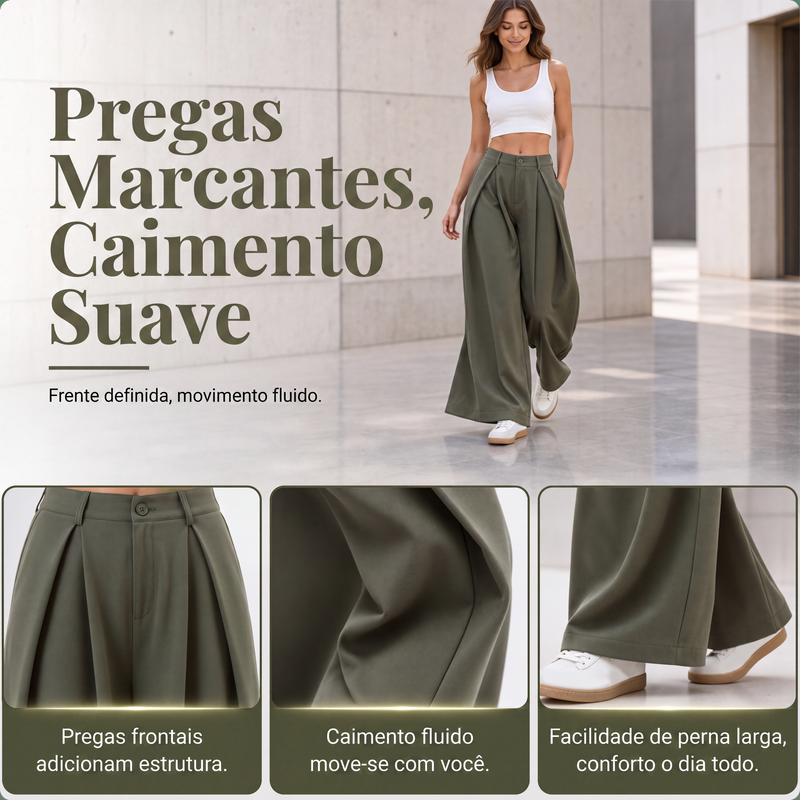 ✨Calças Femininas de Perna Larga Plissadas