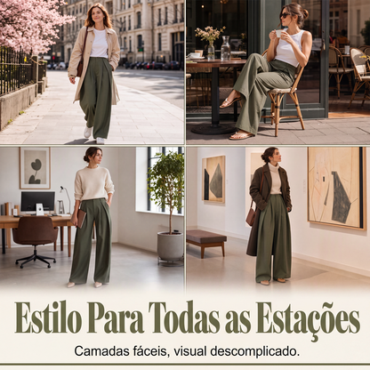 ✨Calças Femininas de Perna Larga Plissadas