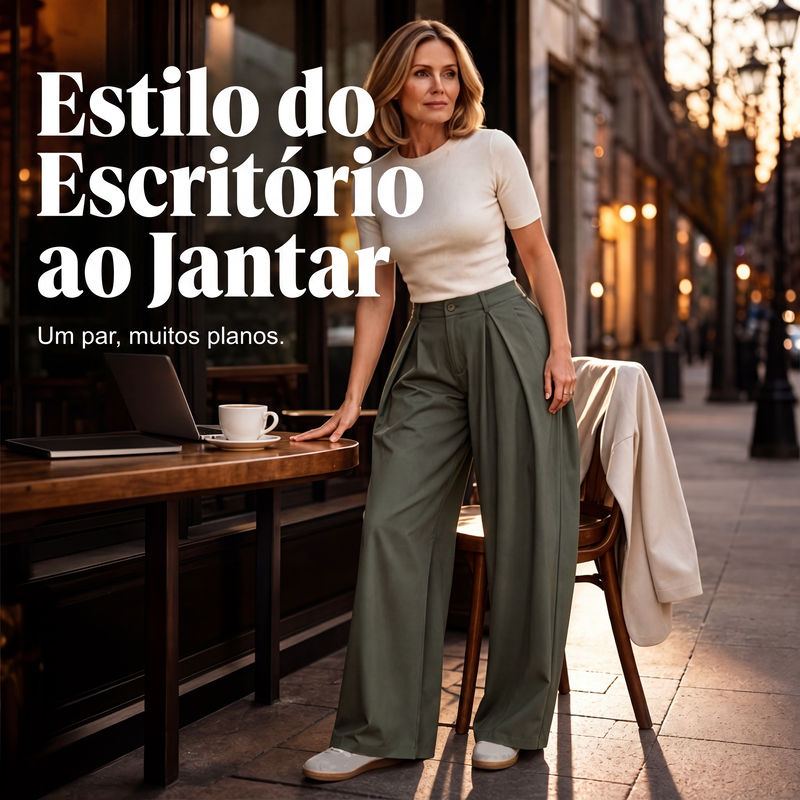 ✨Calças Femininas de Perna Larga Plissadas