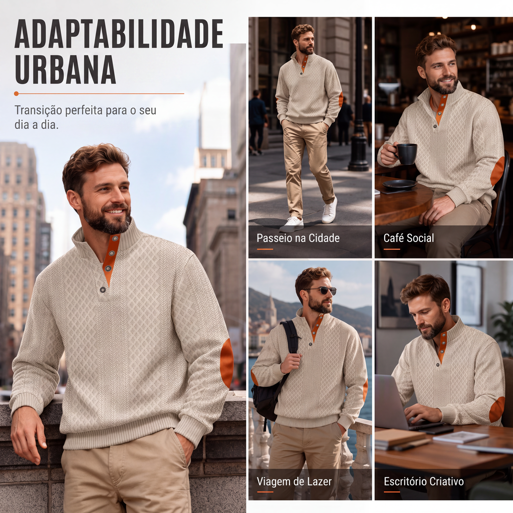 Moletom Jacquard Casual Solto Masculino
