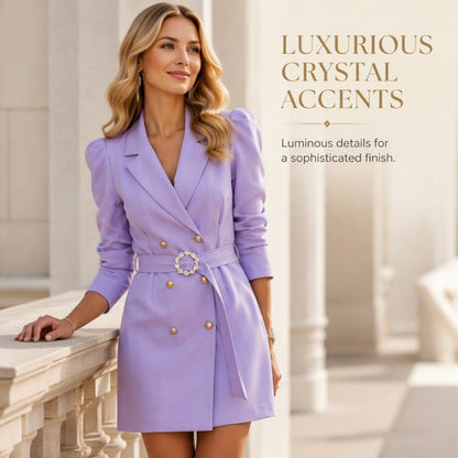 ✨👗Vestido-blazer elegante de dupla fileira de botões para mulher