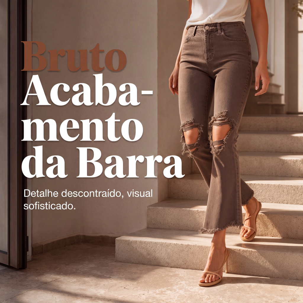 ✨Calças jeans flare com efeito de alongamento das pernas