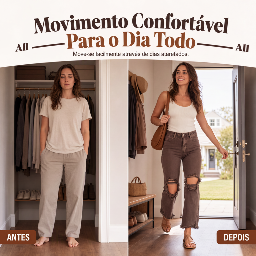 ✨Calças jeans flare com efeito de alongamento das pernas