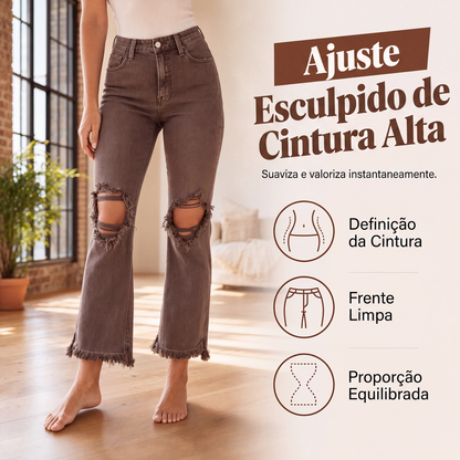 ✨Calças jeans flare com efeito de alongamento das pernas